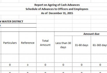 Report On The Aging Of Cash Advances CY 2015